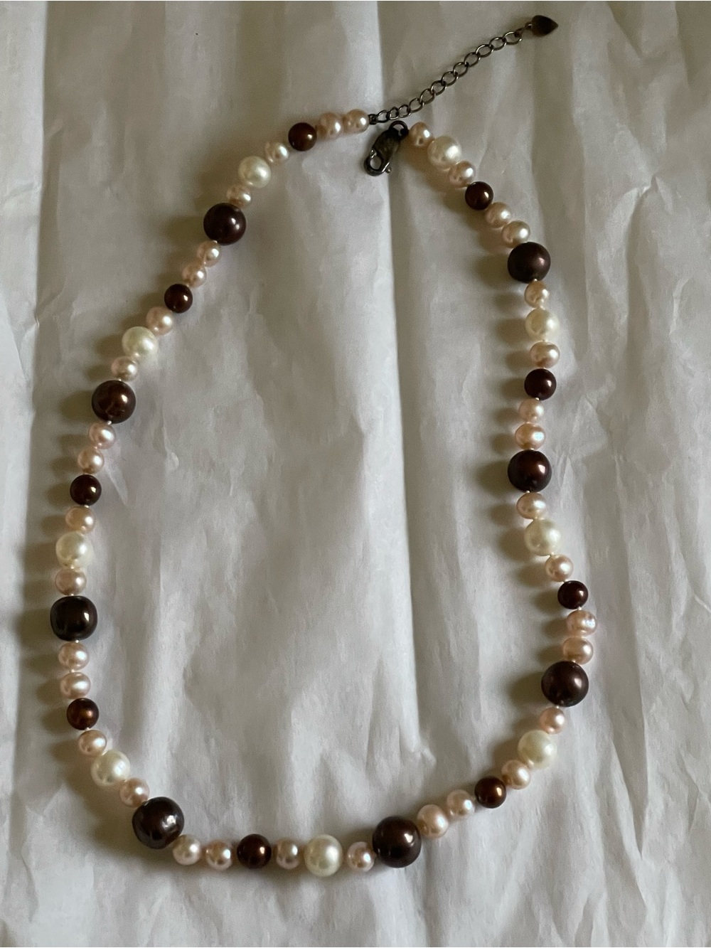 Brown & white Pearl Two-Tone Necklace